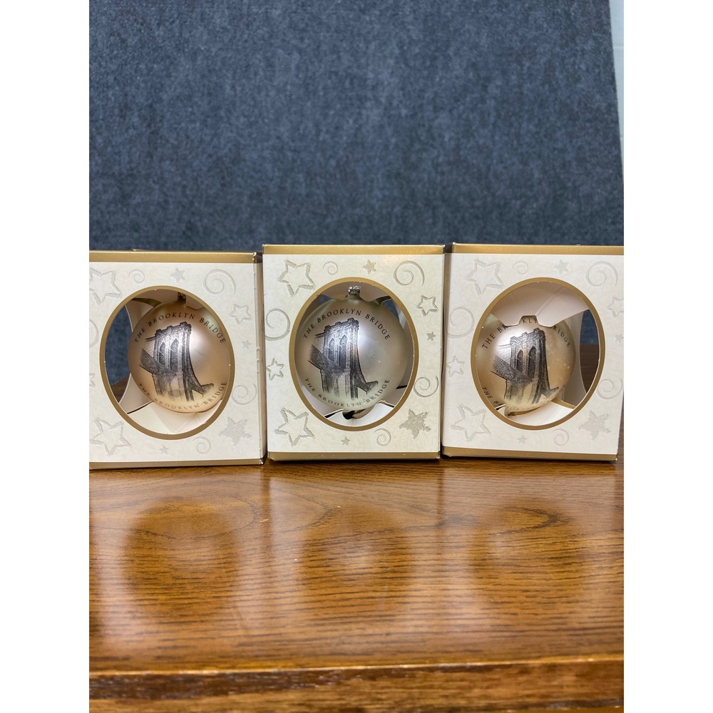 Mill Street Design Brooklyn Bridge Christmas Ornament Set of 3 Holiday Decor USA